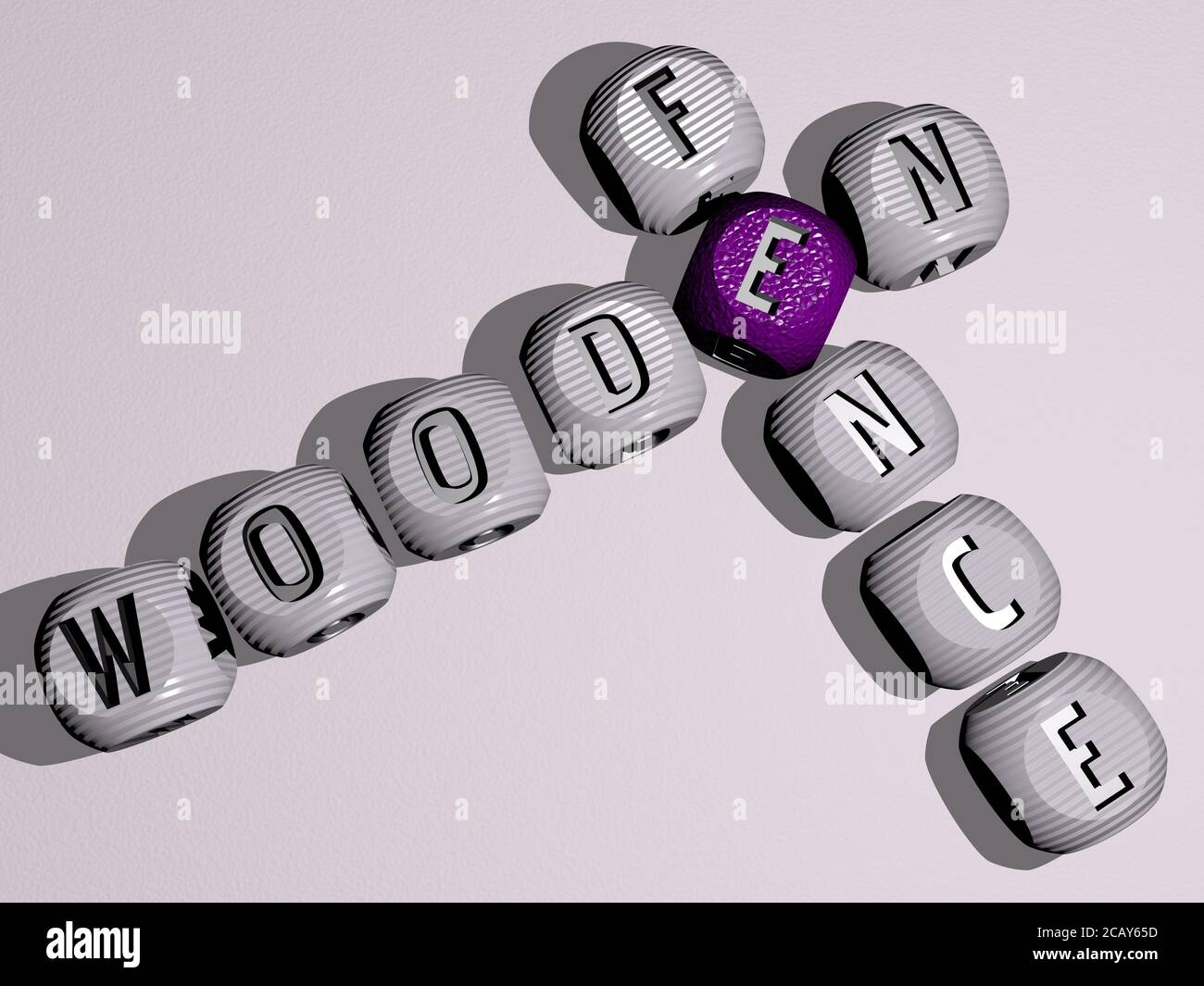 WOODEN FENCE crossword of dice letters in color 3D illustration WOODEN FENCE crossword of dice letters in color 3D illustration