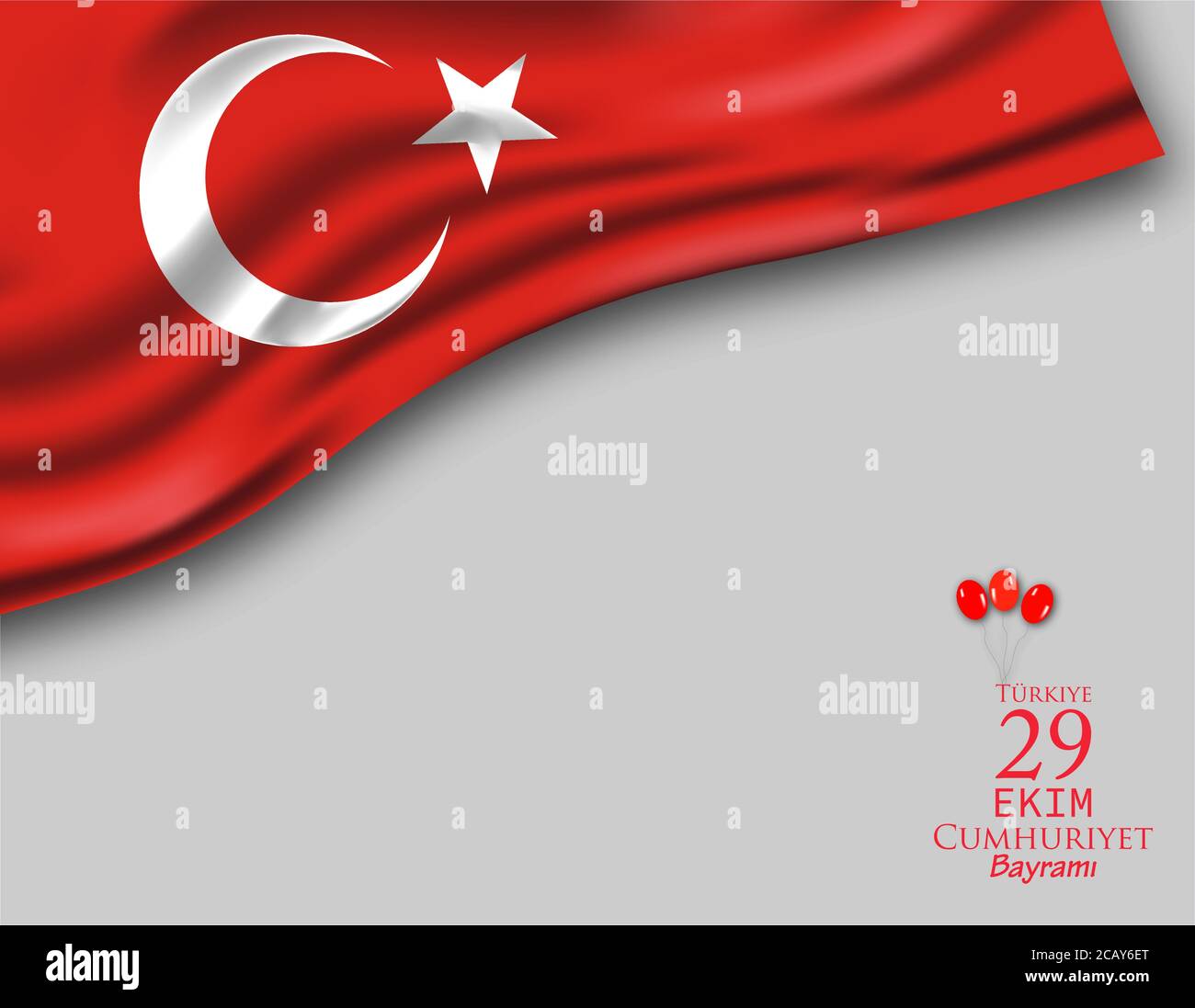 29 october Republic Day Turkey written in turkish 29 ekim Cumhuriyet Bayrami vector illustration Stock Vector
