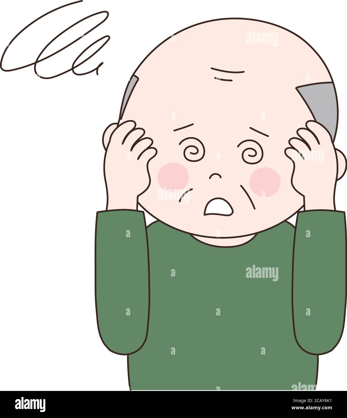 Sick dizzy man suffering headache. Vector illustration isolated on white background. Stock Vector