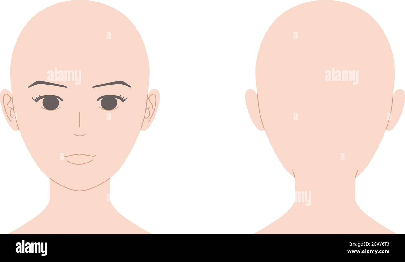 Mannequin of skinhead woman face without main lines. Vector illustration isolated on white background. Stock Vector