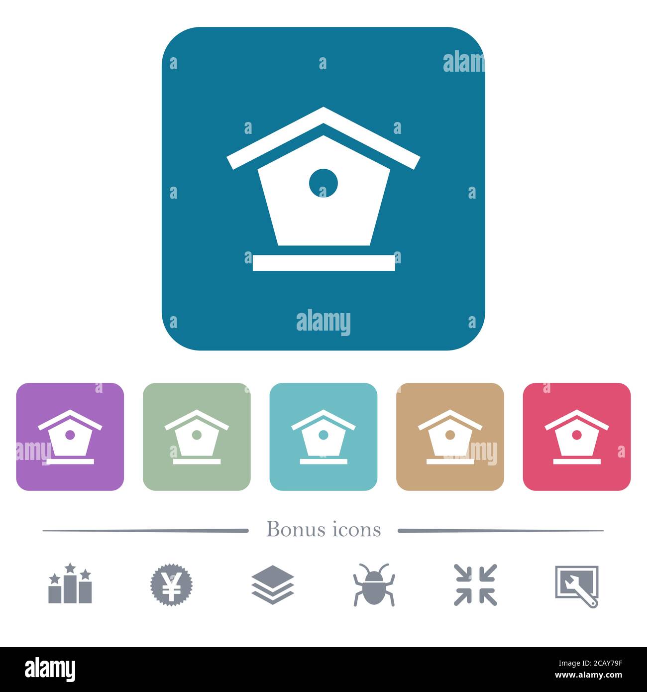 Bird feeder white flat icons on color rounded square backgrounds. 6 ...