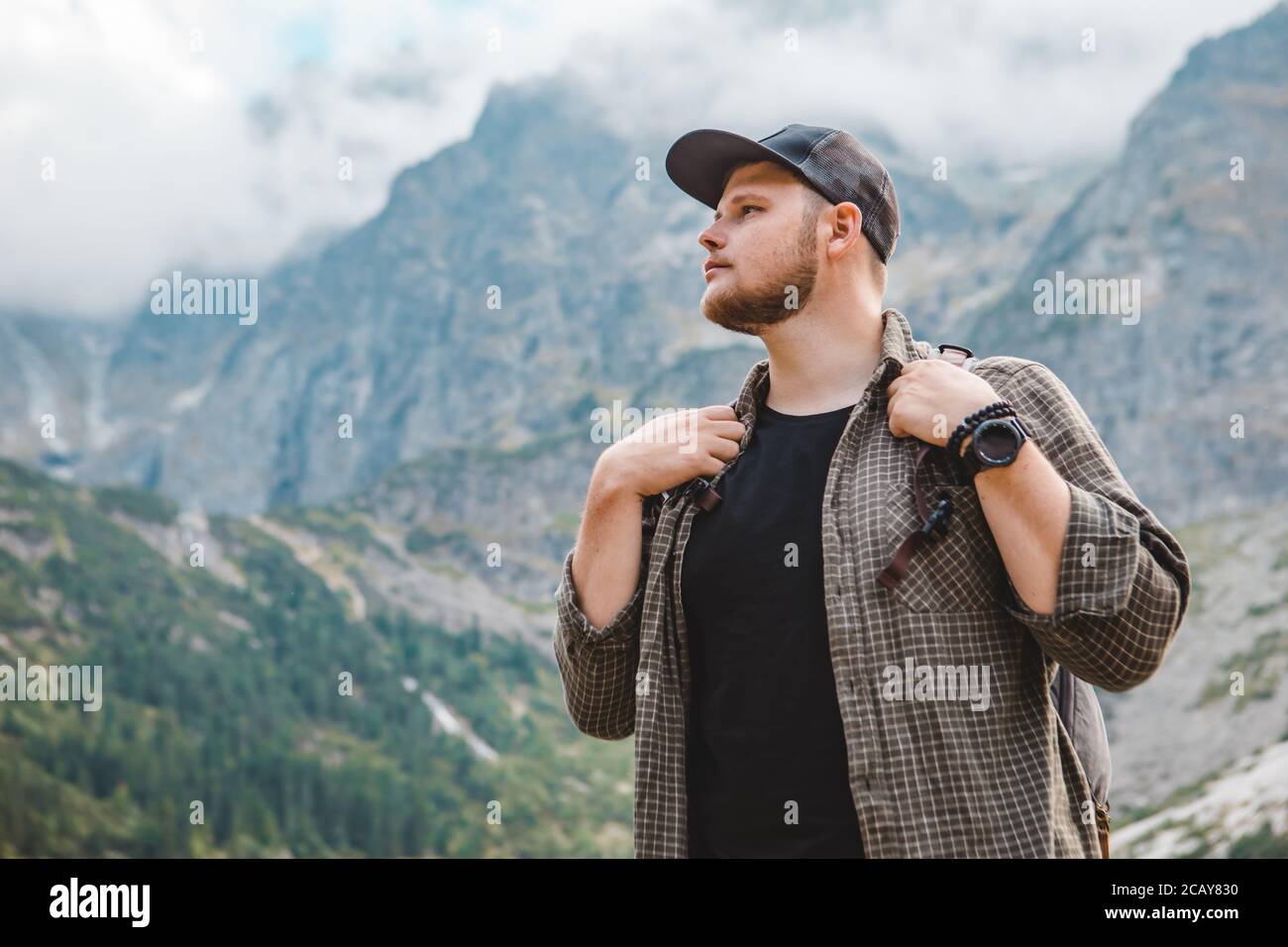 Portrait handsome bearded hiker hi-res stock photography and images - Alamy