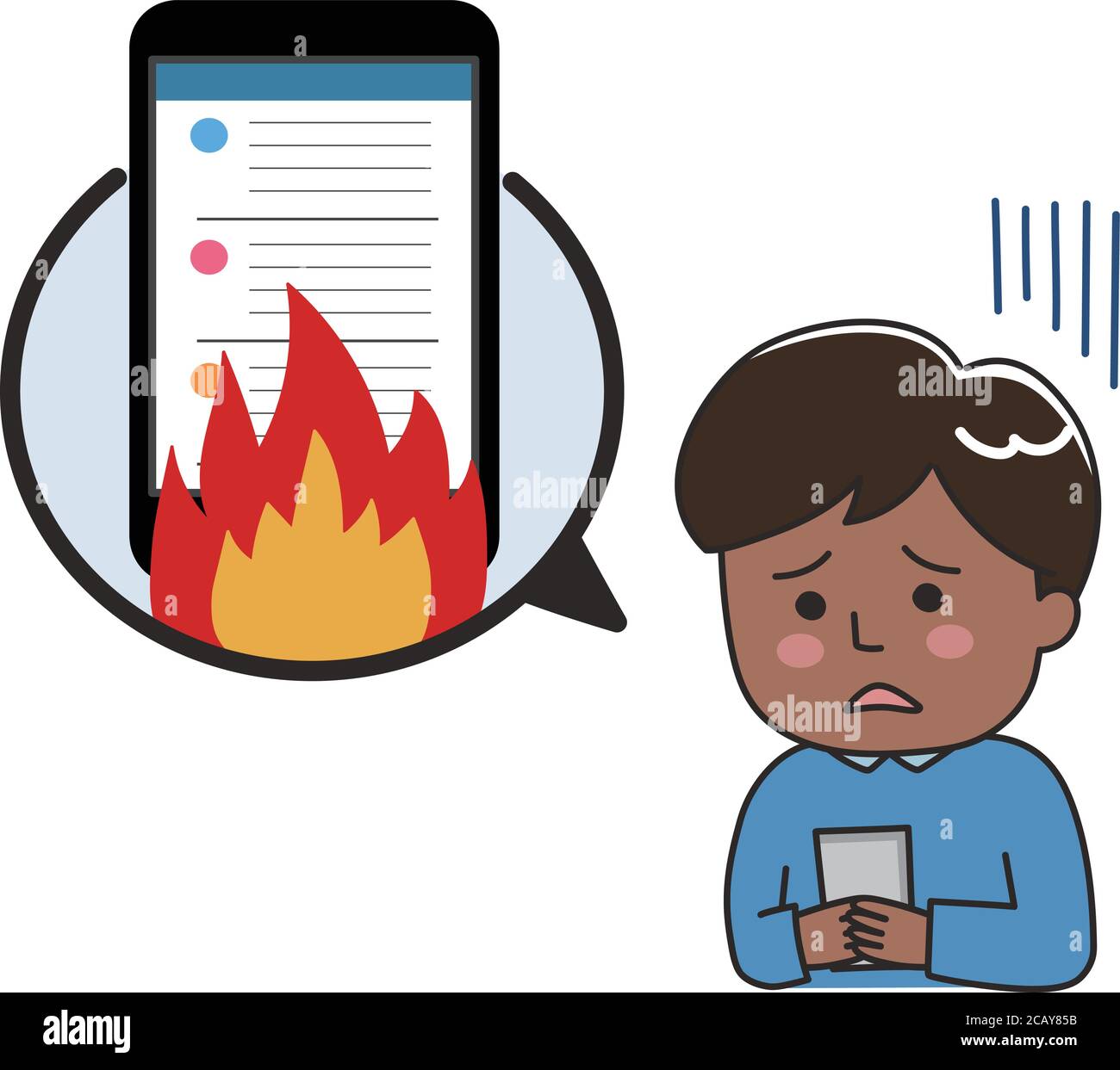 Man was criticized heavily on social media. Vector illustration ...