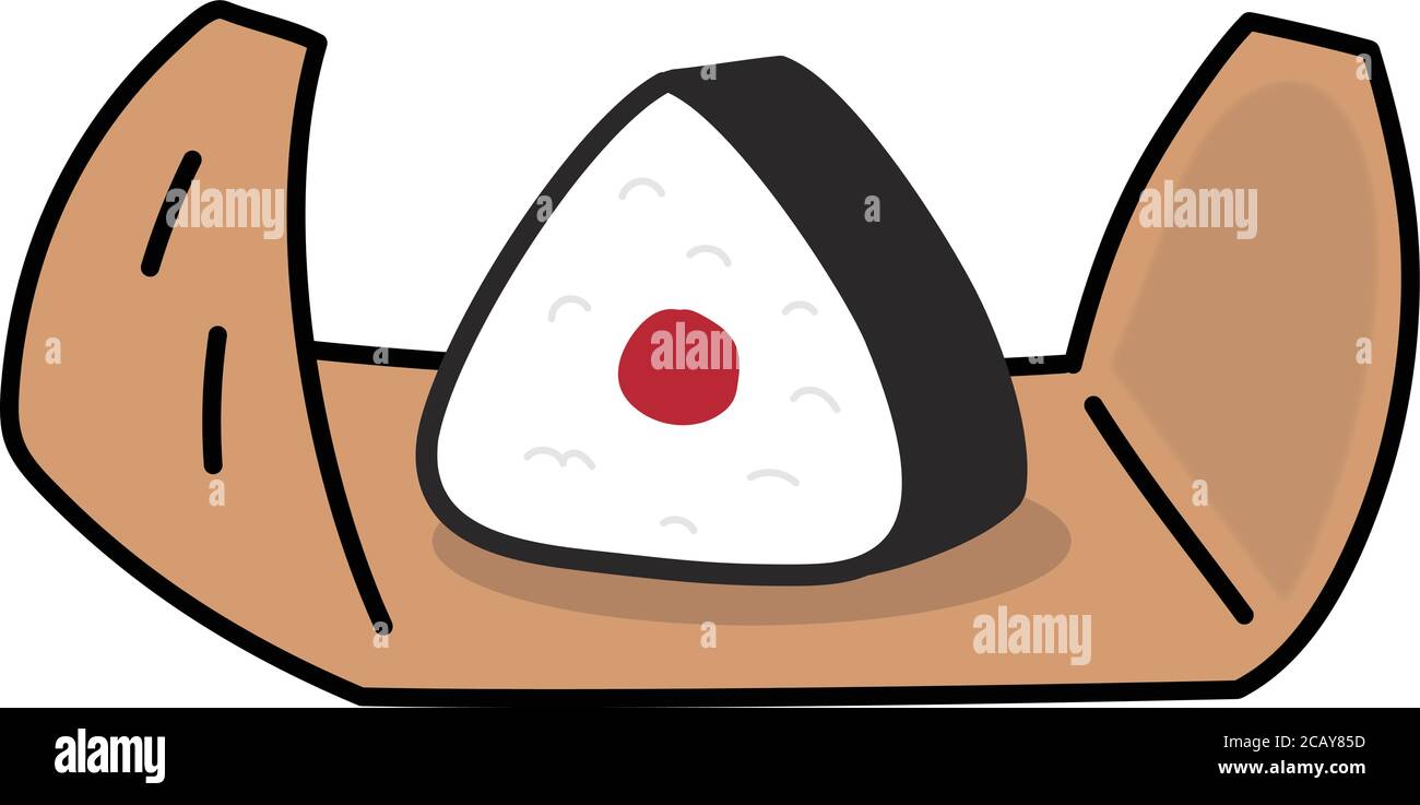 Onigiri, Rice ball wrapped in bamboo leaf. Vector illustration isolated ...