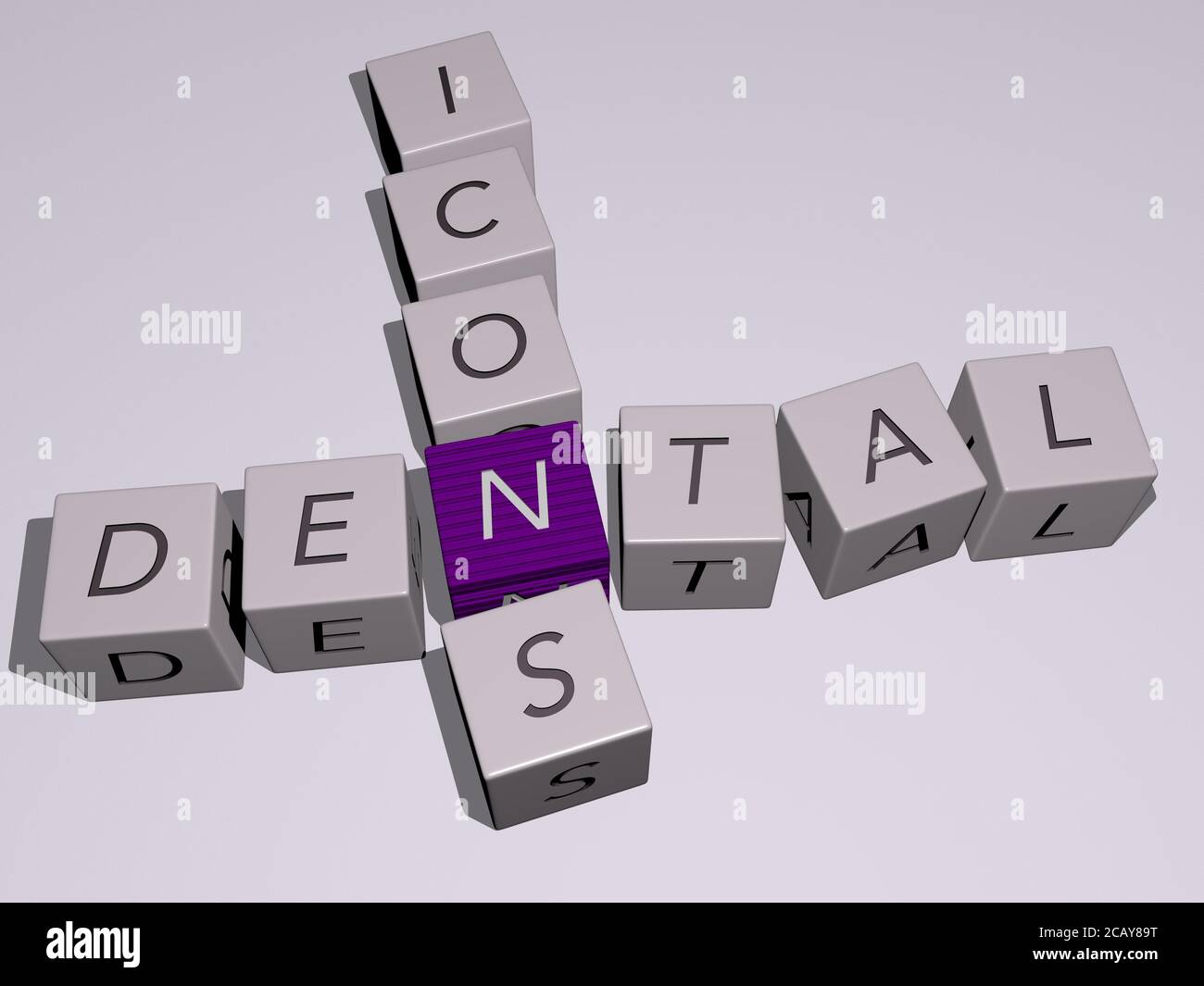 dental icons crossword by cubic dice letters. 3D illustration. dentist and care Stock Photo Alamy