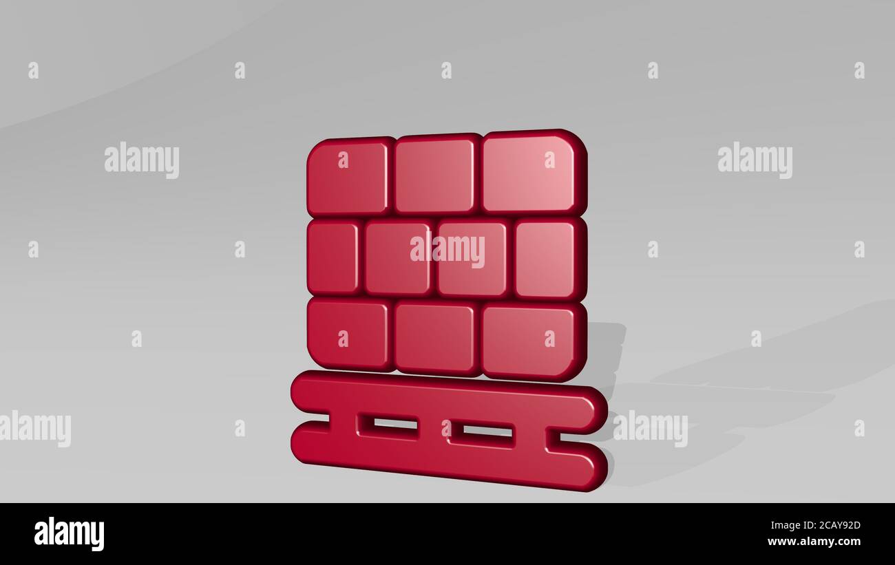 MATERIAL BRICK 3D icon casting shadow. 3D illustration. background and ...