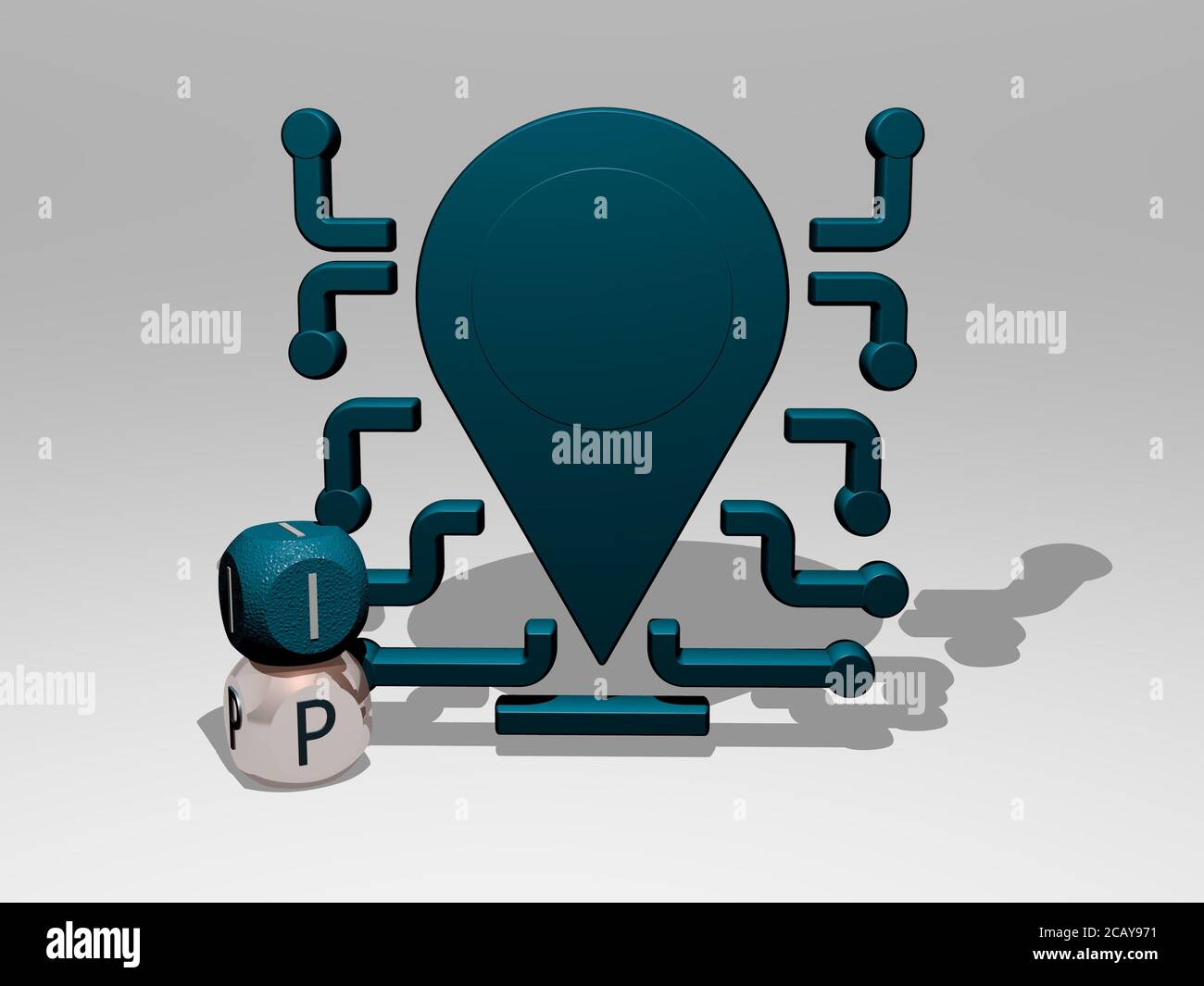 3D graphical image of IP vertically along with text built around the ...