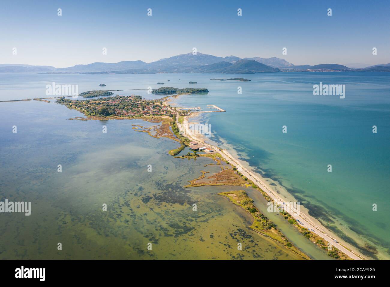 Town of Koronisia in the Ambracian Gulf (Gulf of Arta or the Gulf of Actium), Greece Stock Photo