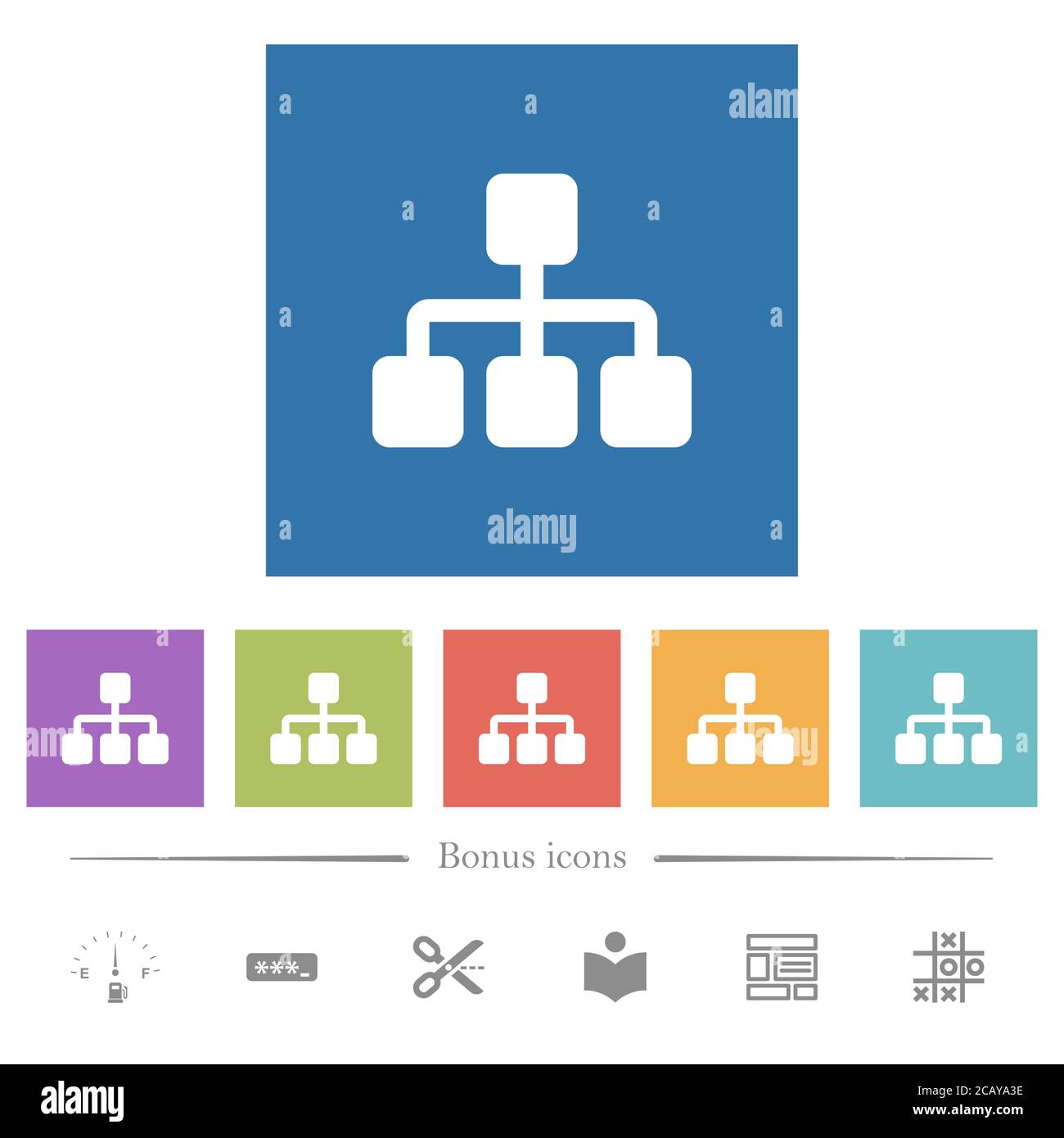 Network flat white icons in square backgrounds. 6 bonus icons included ...