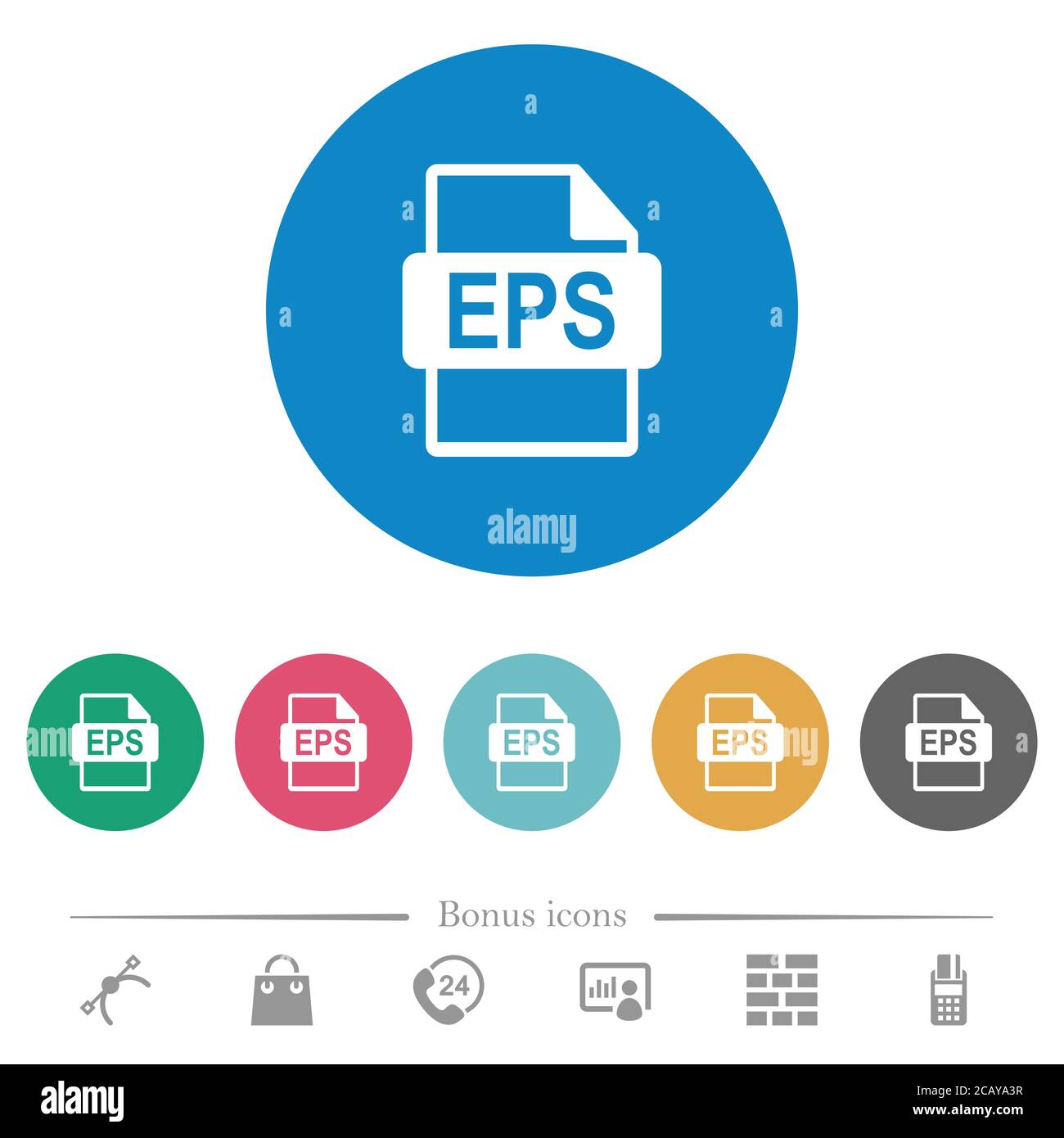 EPS file format flat white icons on round color backgrounds. 6 bonus ...