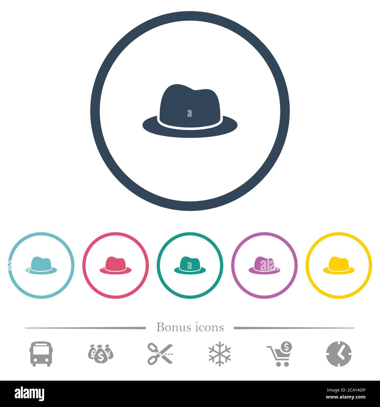 Single Hat flat color icons in round outlines. 6 bonus icons included ...