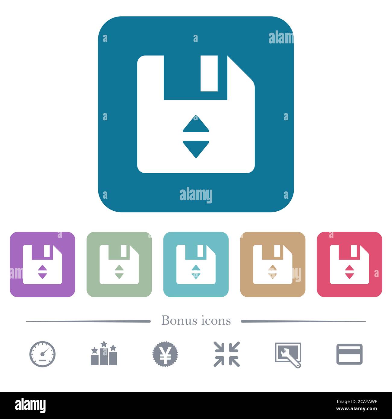 File position white flat icons on color rounded square backgrounds. 6 ...