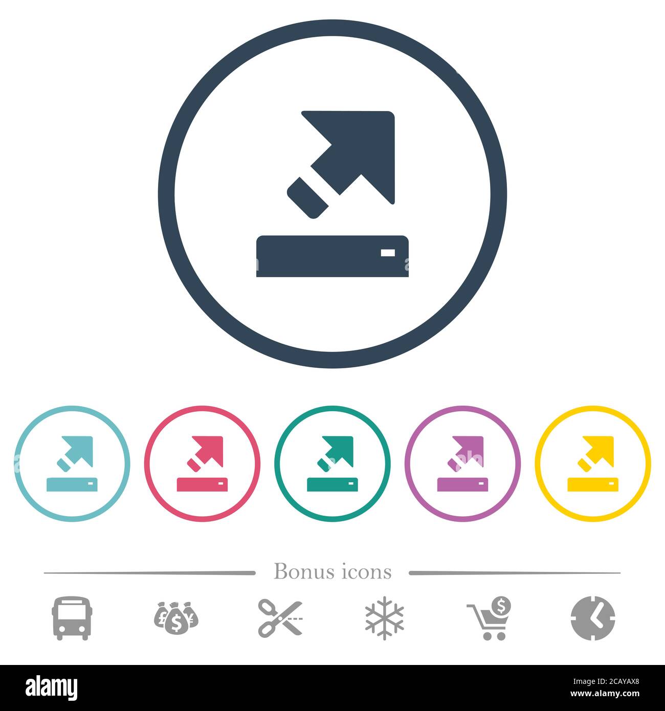 Export flat color icons in round outlines. 6 bonus icons included Stock ...