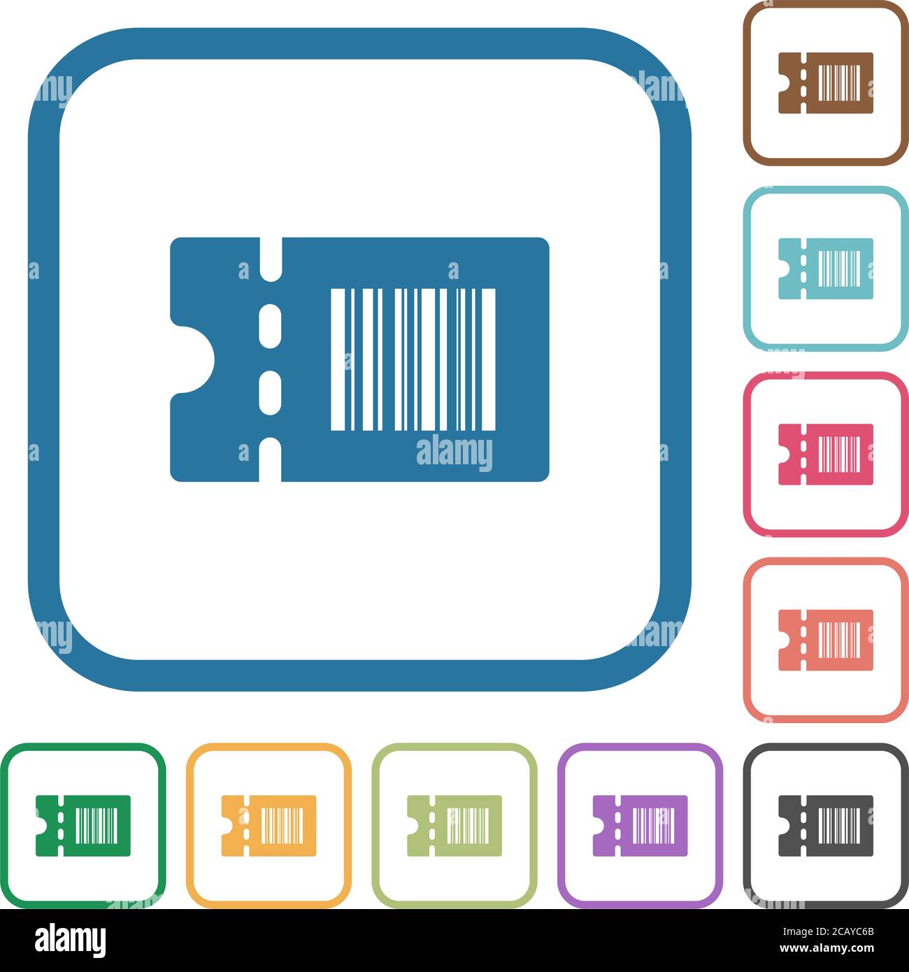 Discount coupon code simple icons in color rounded square frames on white background Stock Vector
