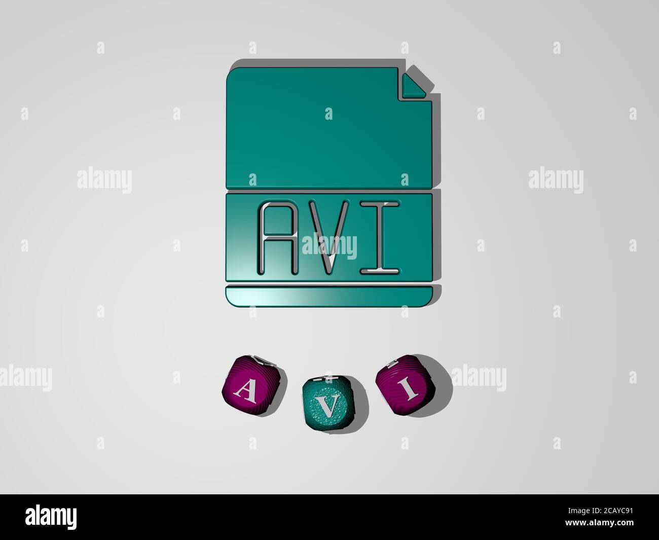 AVI text around the 3D icon. 3D illustration. file and document Stock Photo