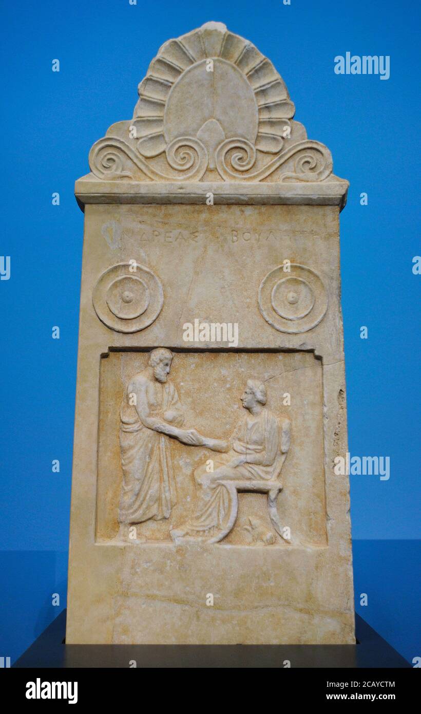Funerary Relief Of Andreas And Boulete Greece Ca 380 Marble Liebieghaus Museum Frankfurt Germany Stock Photo Alamy