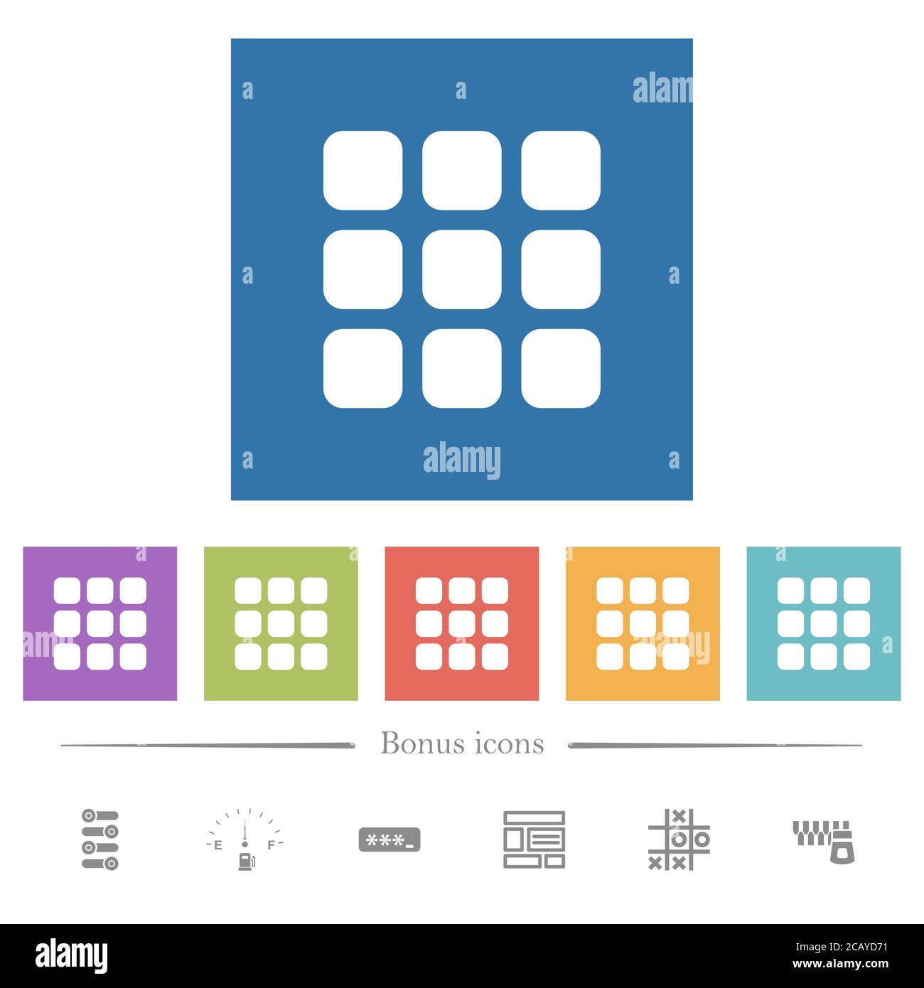 Small thumbnail view mode flat white icons in square backgrounds. 6 ...