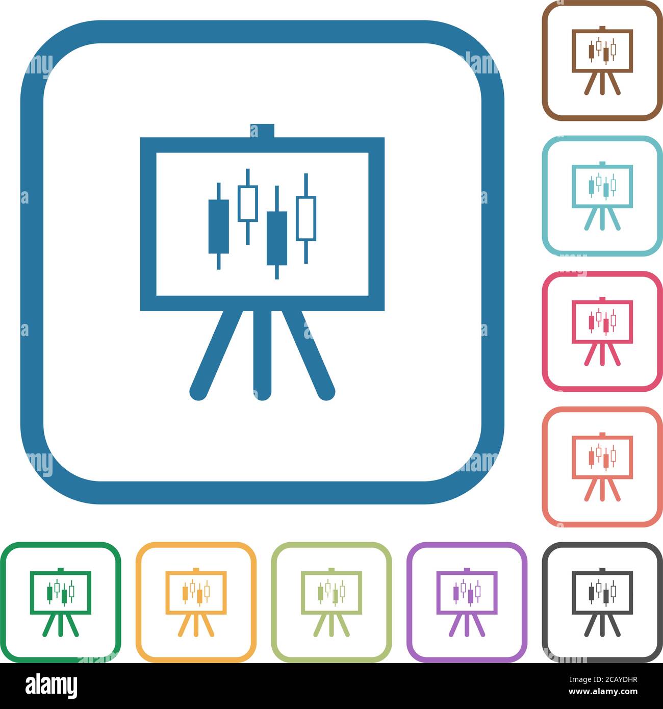 Presentation table with candlestick chart simple icons in color rounded ...