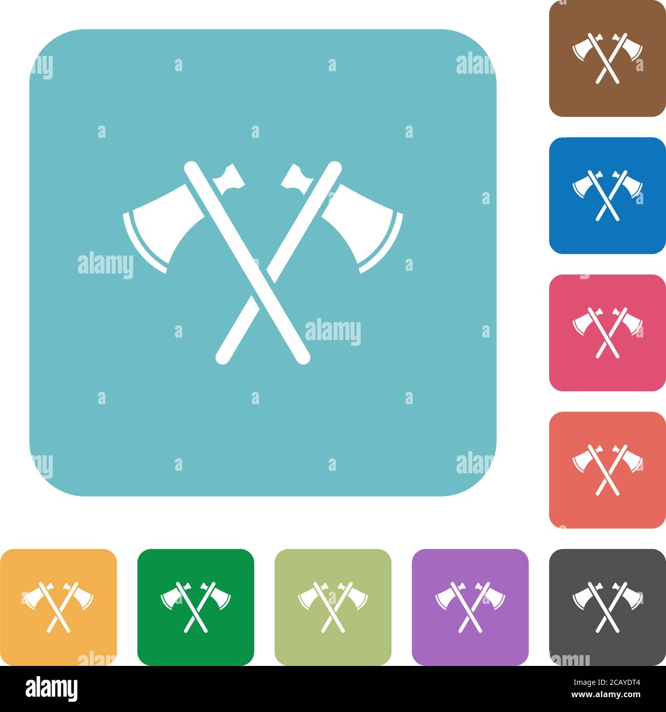 Two tomahawks white flat icons on color rounded square backgrounds Stock Vector