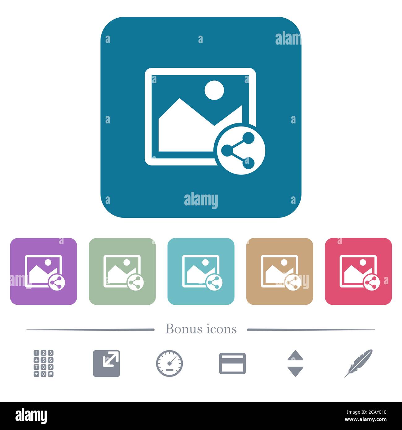 Share image white flat icons on color rounded square backgrounds. 6 ...