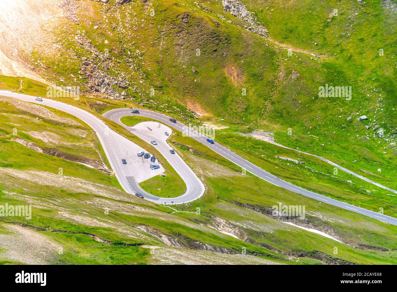 Mountain asphalt road serpentine. Winding Grossglockner High Alpine