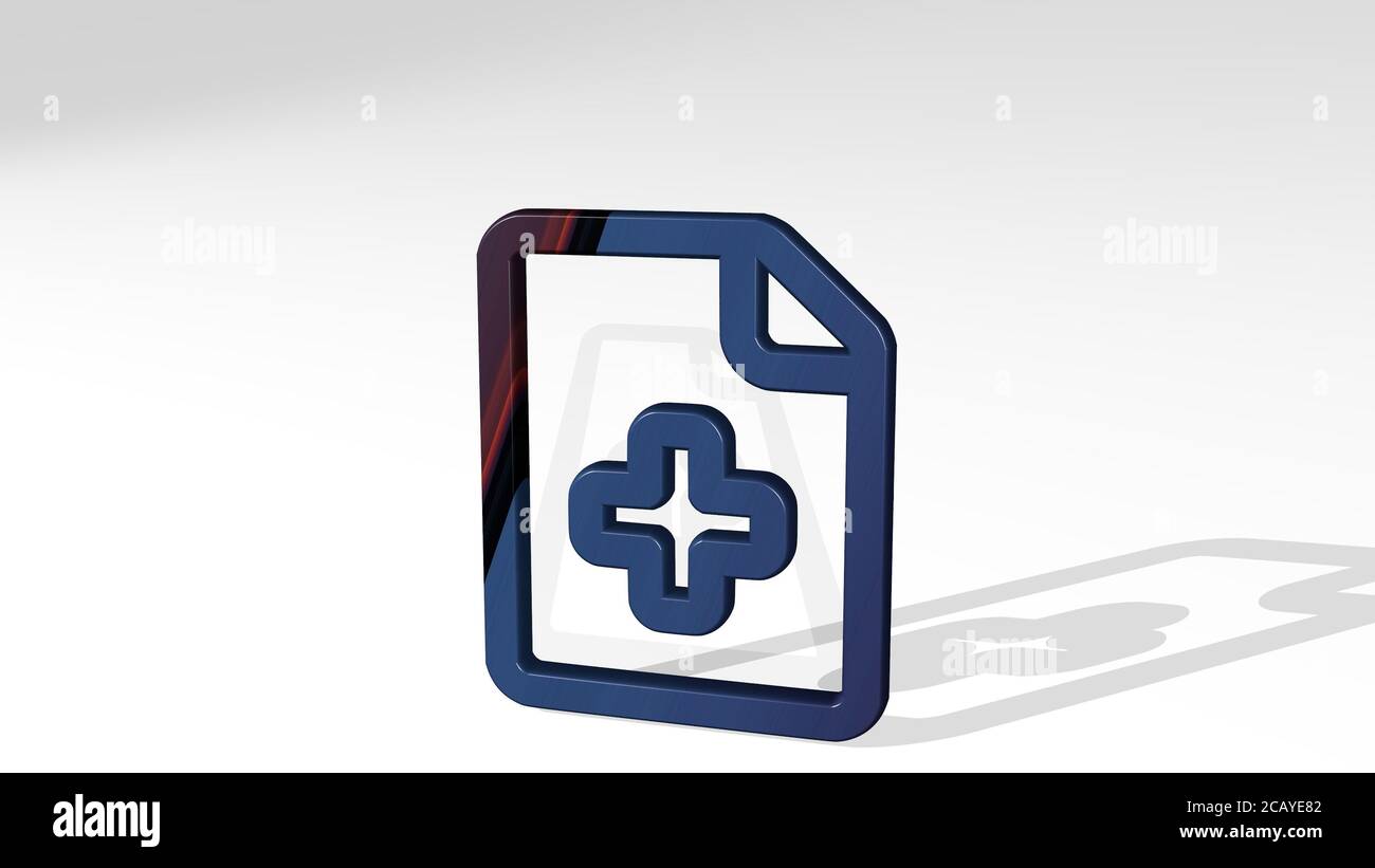 MEDICAL FILE 3D icon standing on the floor. 3D illustration. background ...