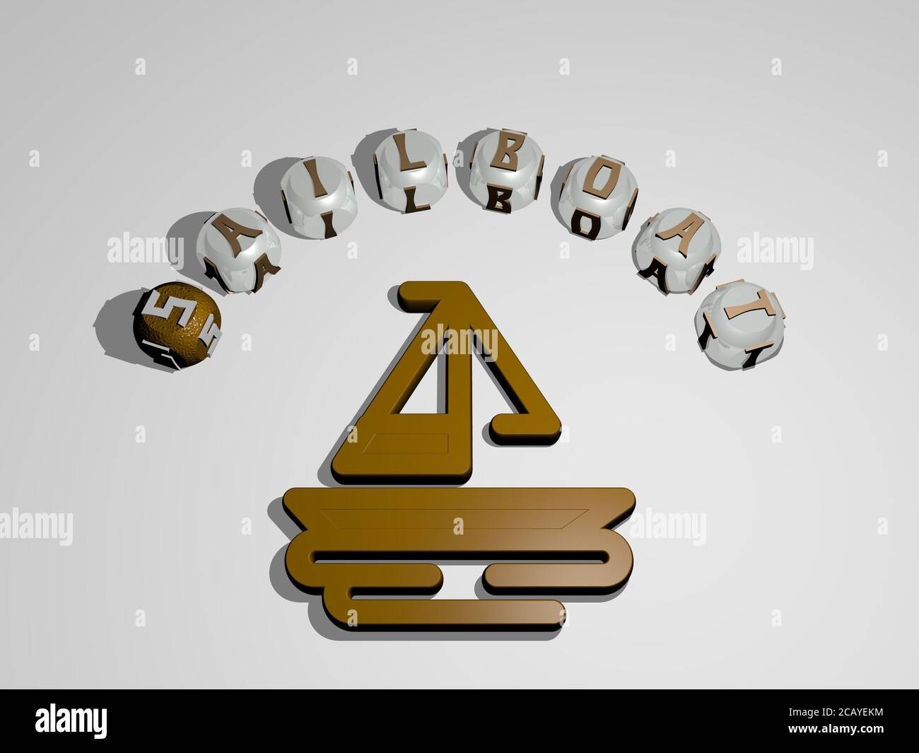 SAILBOAT 3D icon surrounded by the text of cubic letters. 3D ...