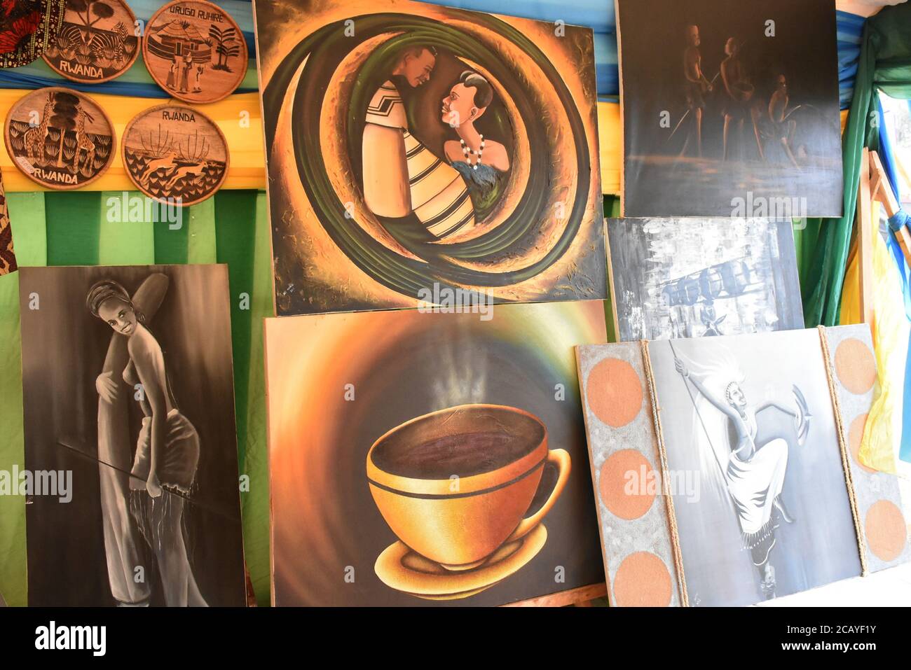 Rwandan's paintings being showcased Stock Photo - Alamy