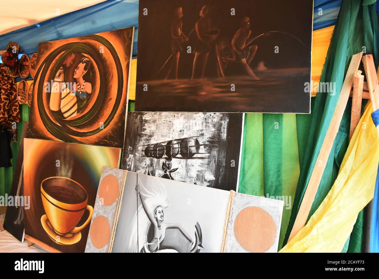 Java House Paintings Rwanda Rwandan's paintings being showcased Stock Photo - Alamy