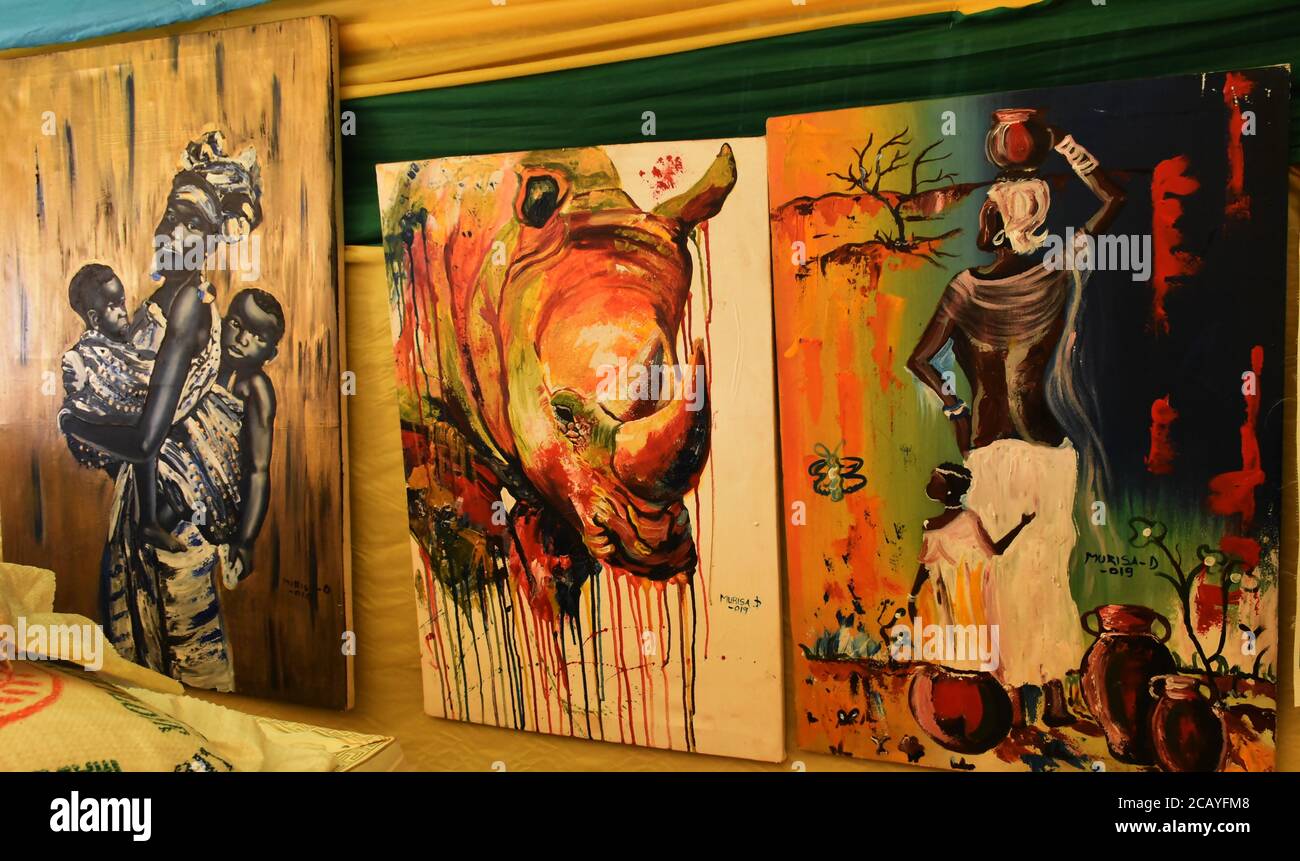Rwandan's paintings being showcased Stock Photo - Alamy