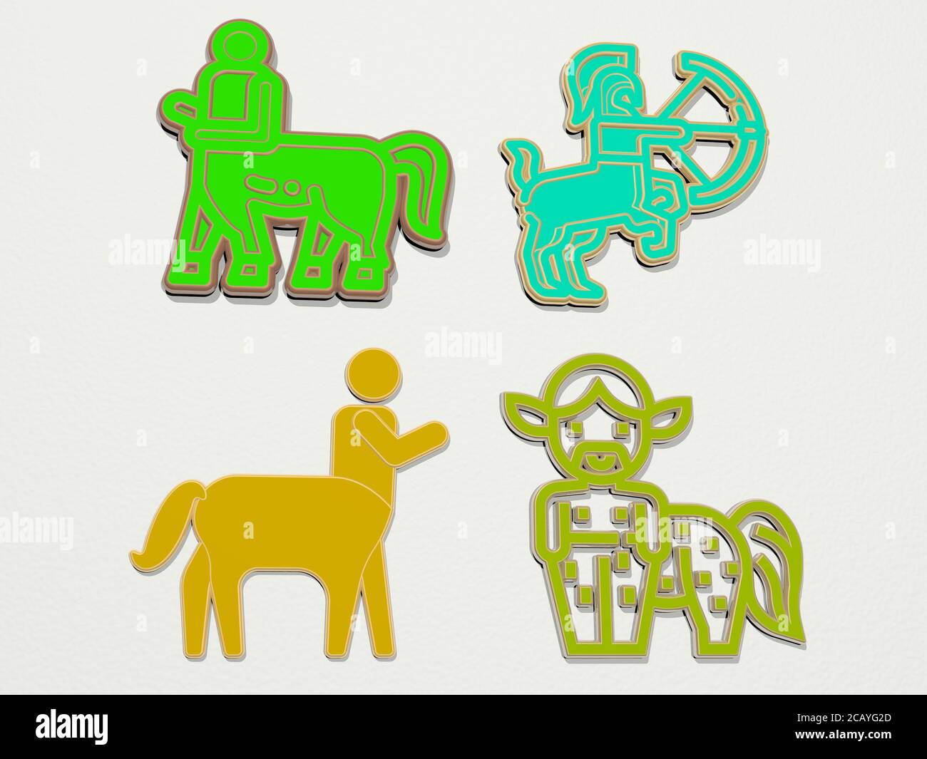 centaur 4 icons set. 3D illustration. ancient and art Stock Photo - Alamy