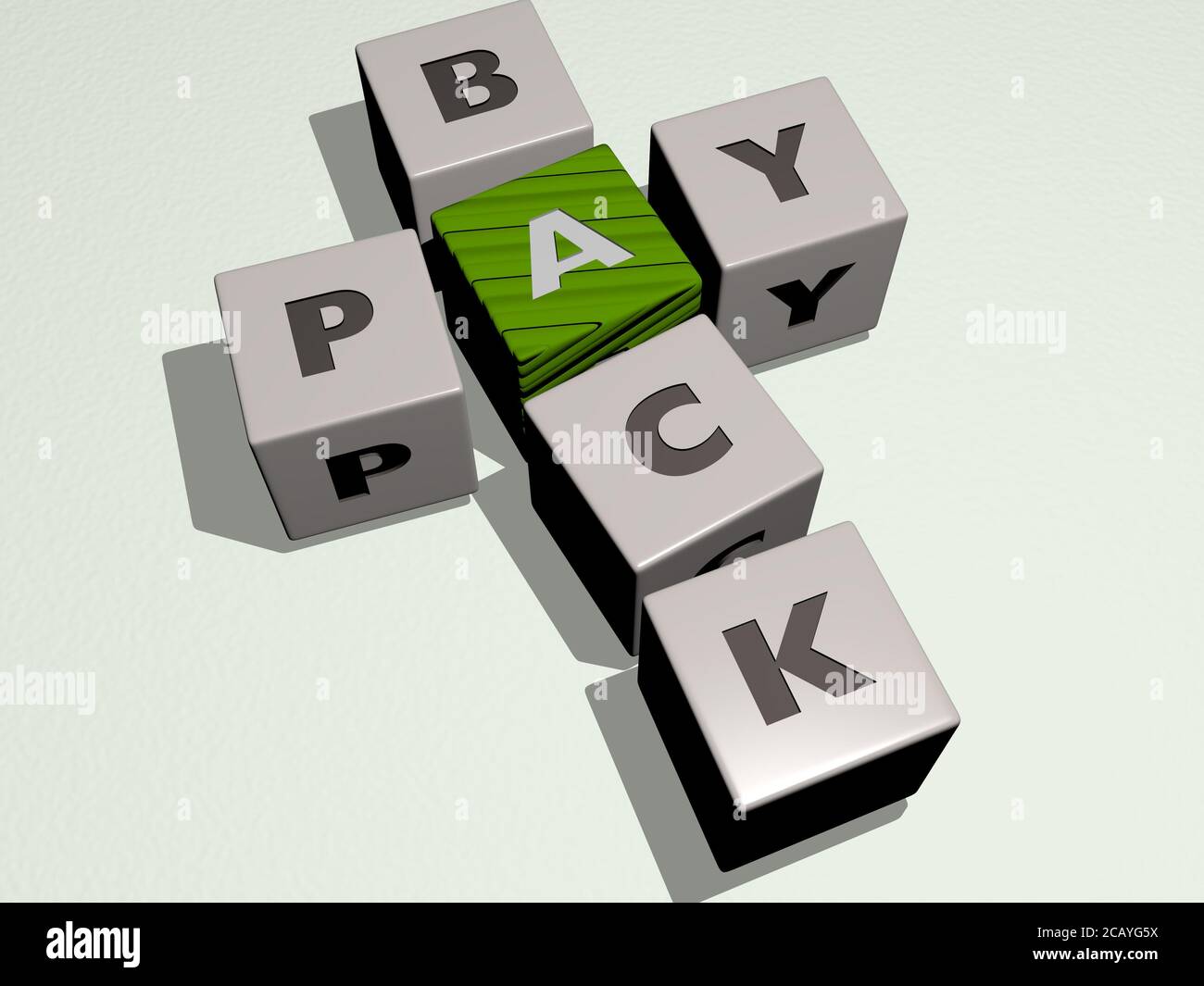 thank you: PAY BACK crossword by cubic dice letters. 3D illustration. business and concept Stock Photo