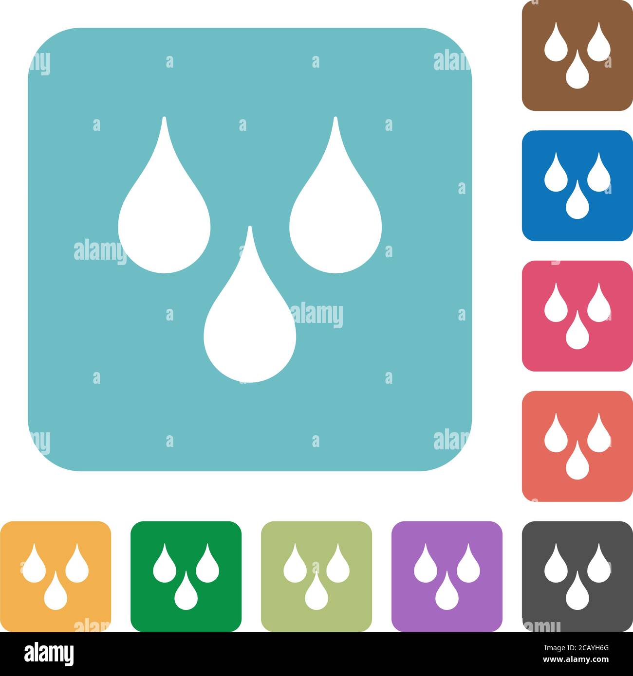 Water drops white flat icons on color rounded square backgrounds Stock ...