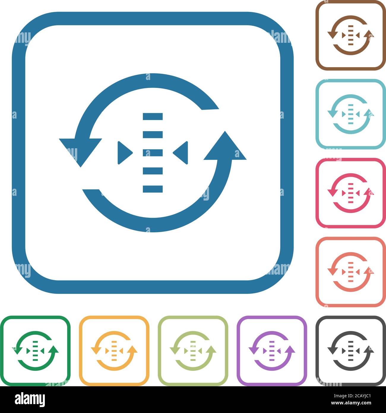 Adjust refresh rate simple icons in color rounded square frames on ...