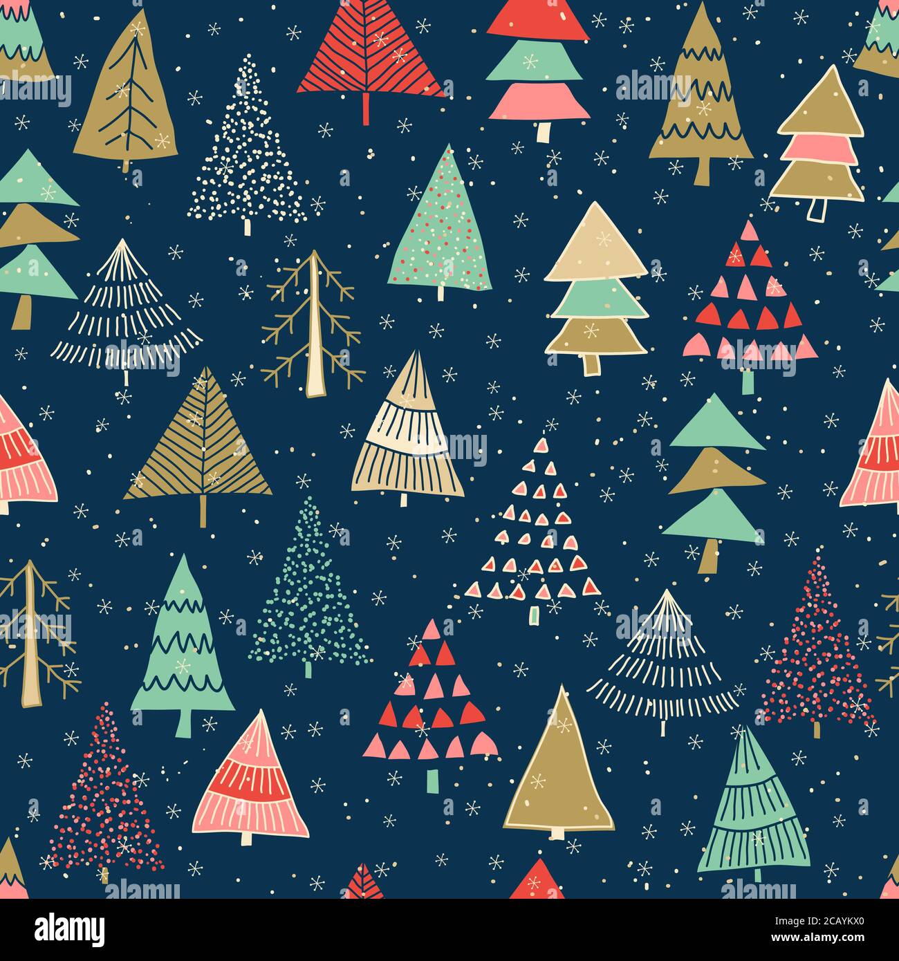 Christmas seamless pattern for greeting cards, wrapping papers. Hand drawn Vector illustration. Stock Vector