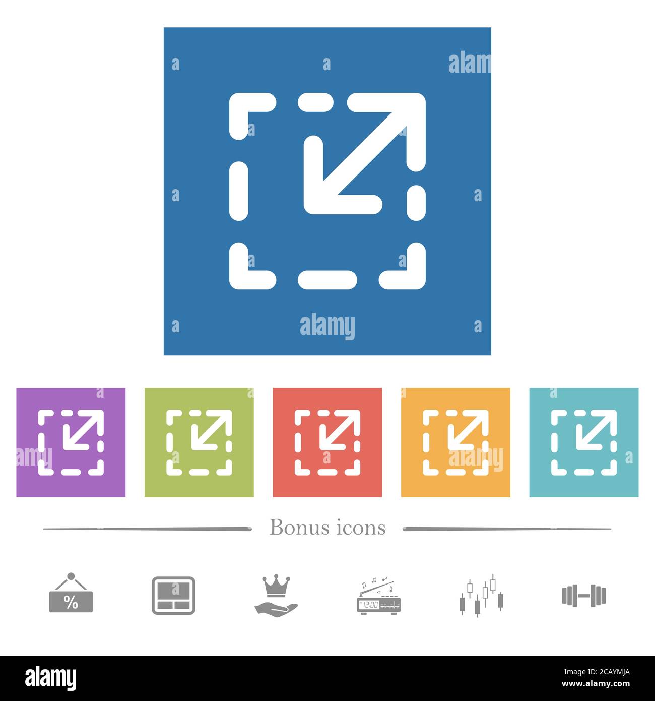 Resize element flat white icons in square backgrounds. 6 bonus icons ...