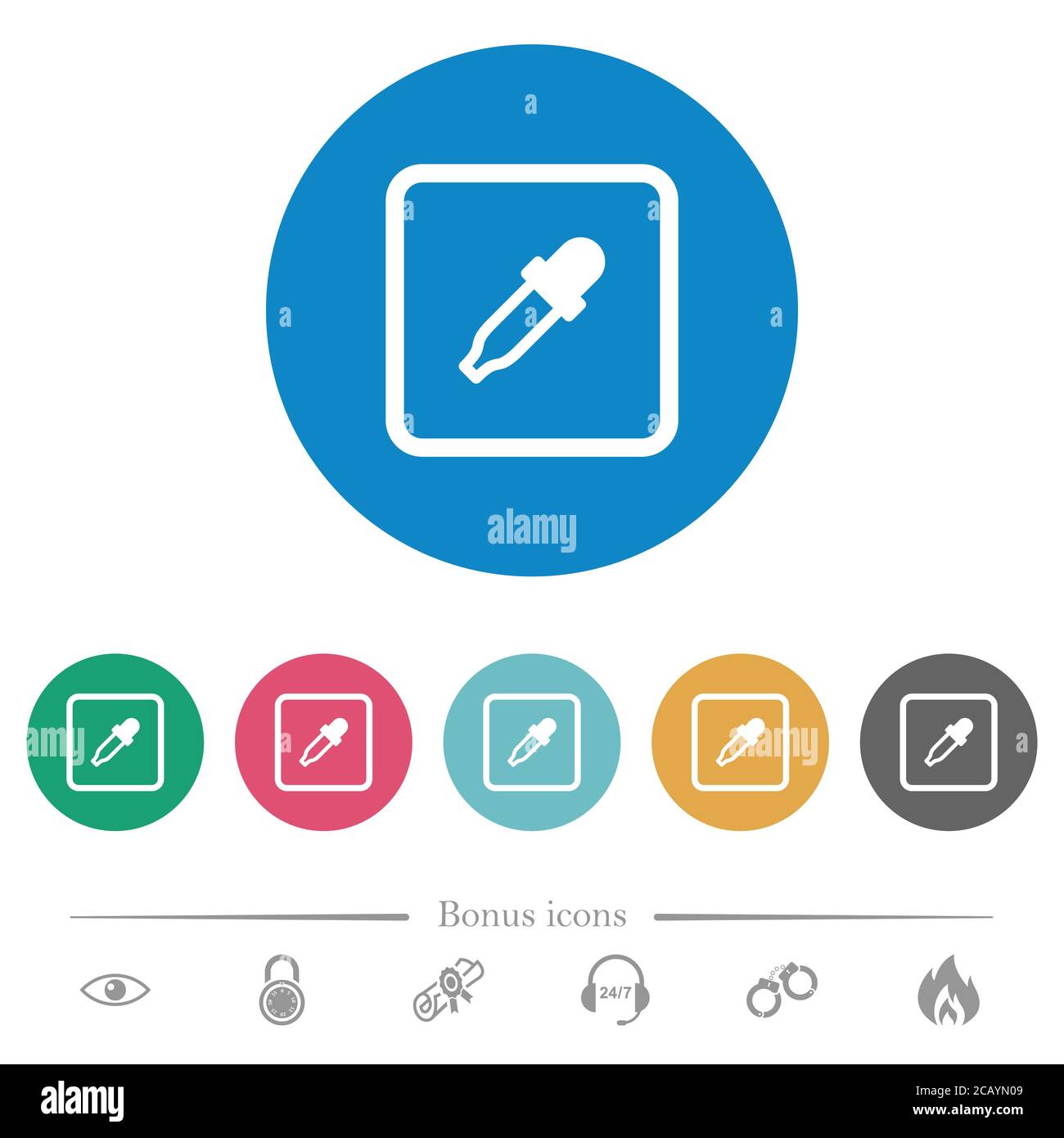 Get object color flat white icons on round color backgrounds. 6 bonus ...