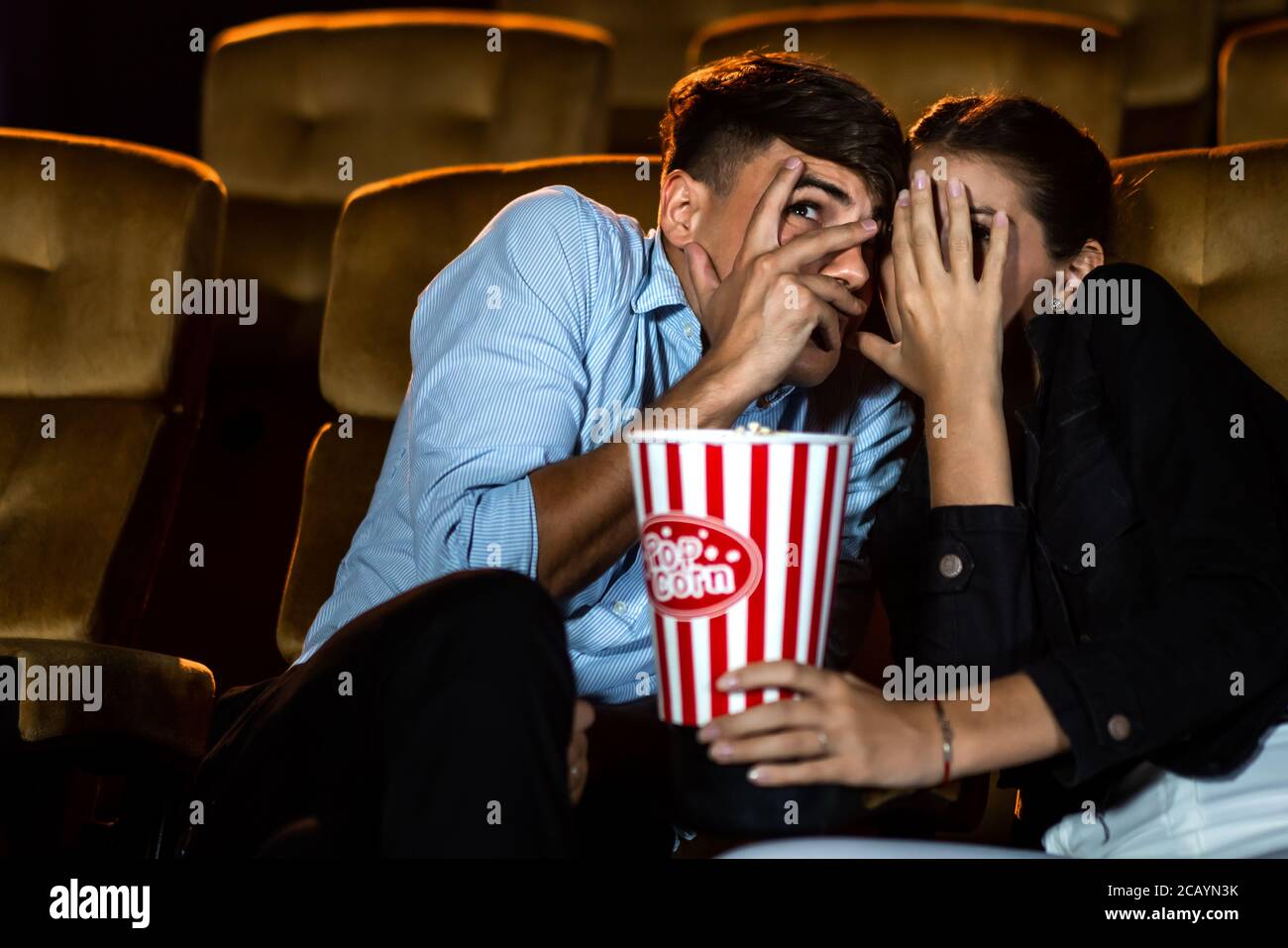 A couple lover watching movie in cinema theater Stock Photo Alamy