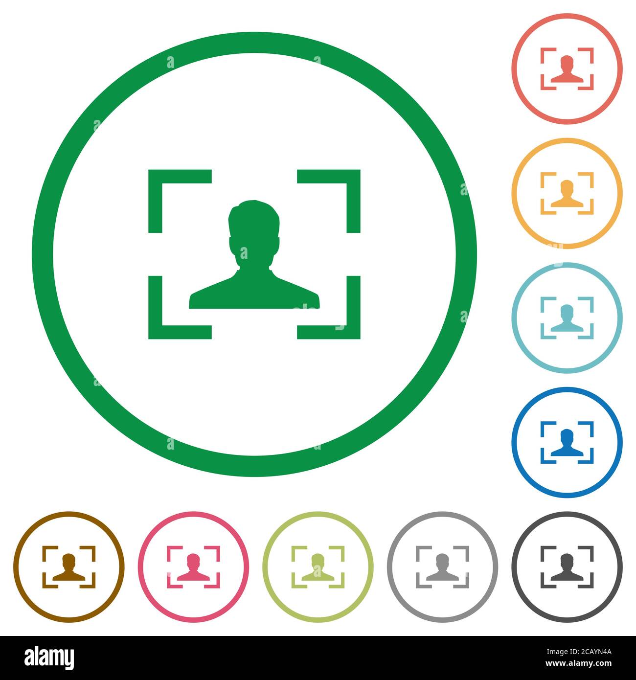 Camera portrait mode flat color icons in round outlines on white ...