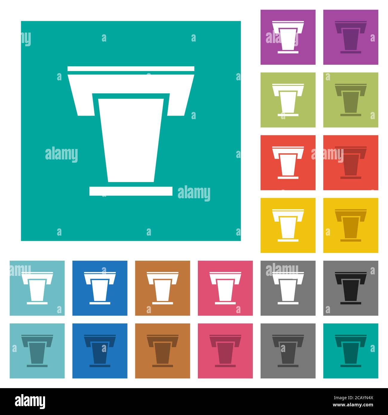 Conference podium multi colored flat icons on plain square backgrounds ...