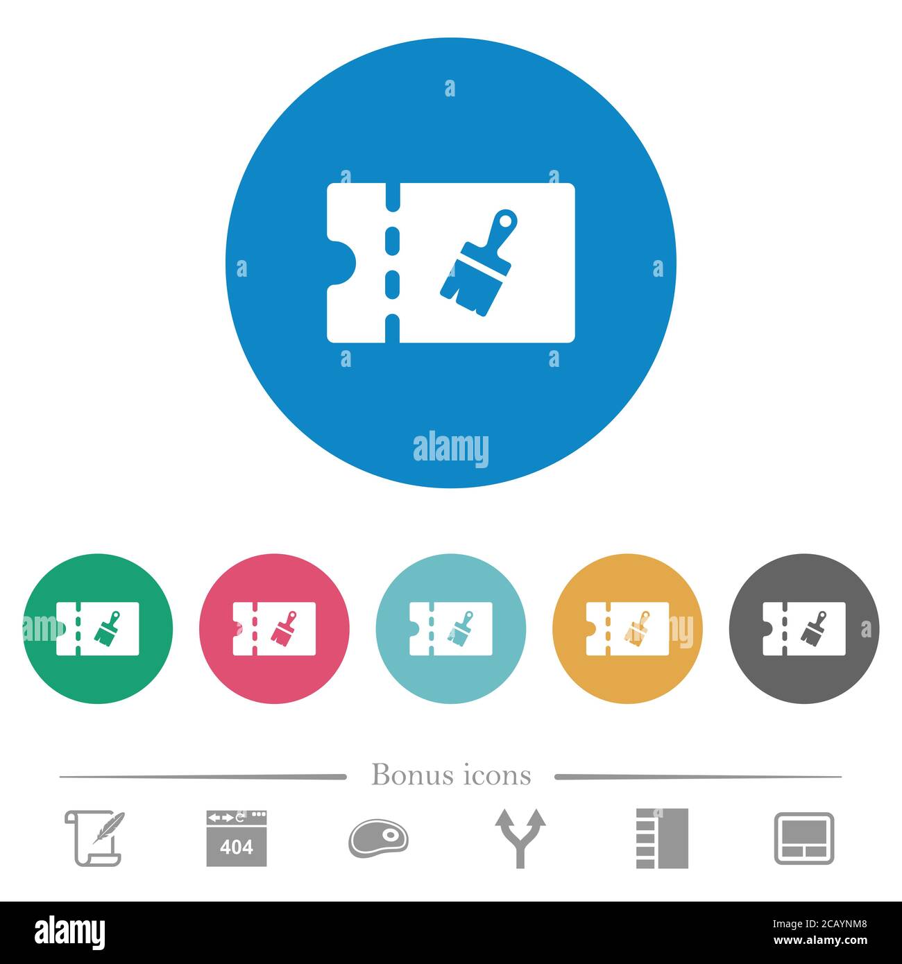 Paint shop discount coupon flat white icons on round color backgrounds