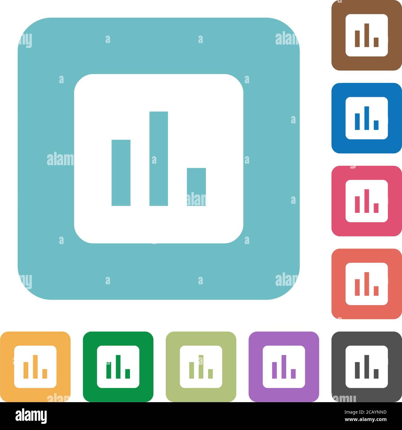 Chart white flat icons on color rounded square backgrounds Stock Vector ...