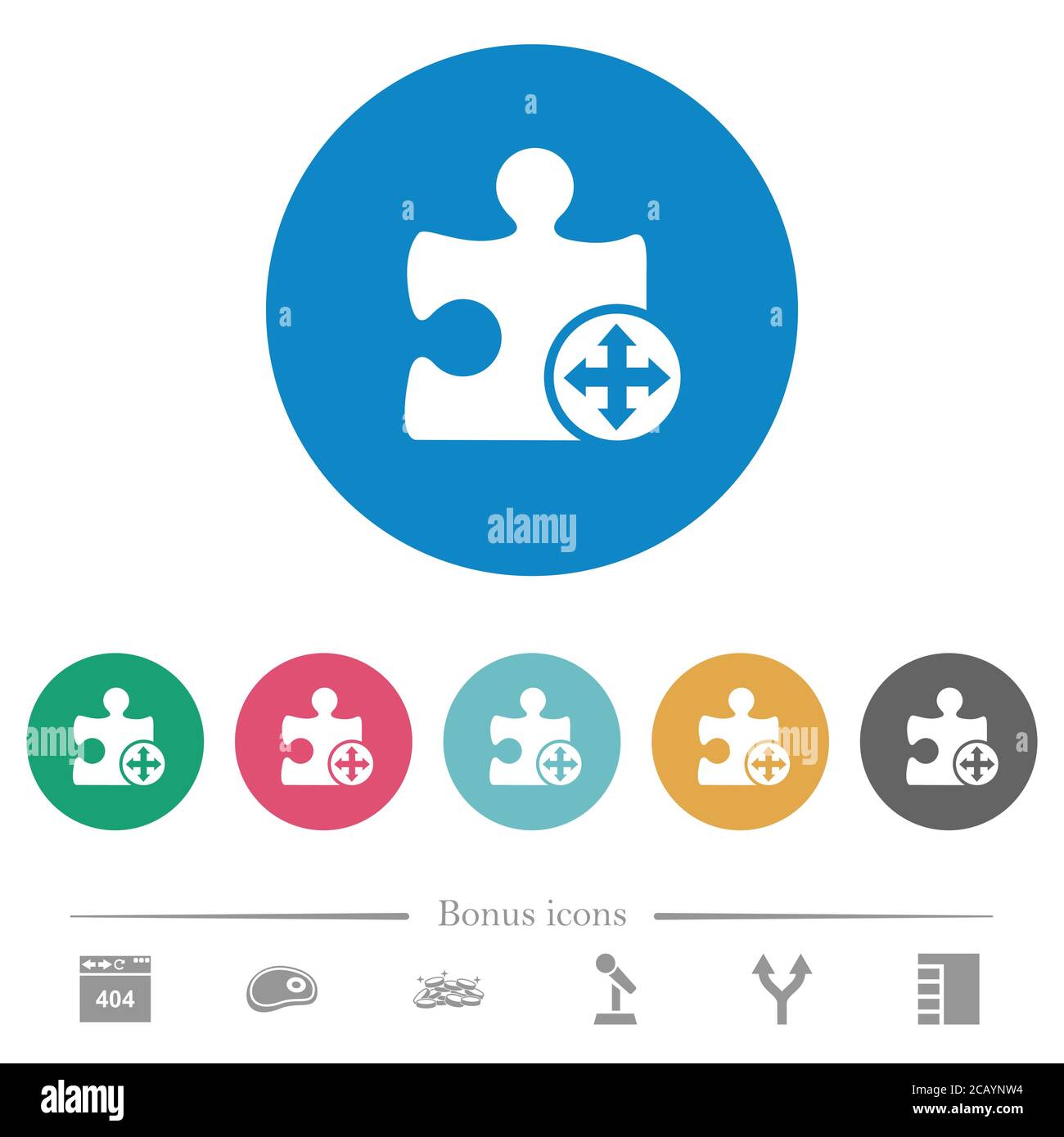 Move plugin flat white icons on round color backgrounds. 6 bonus icons ...