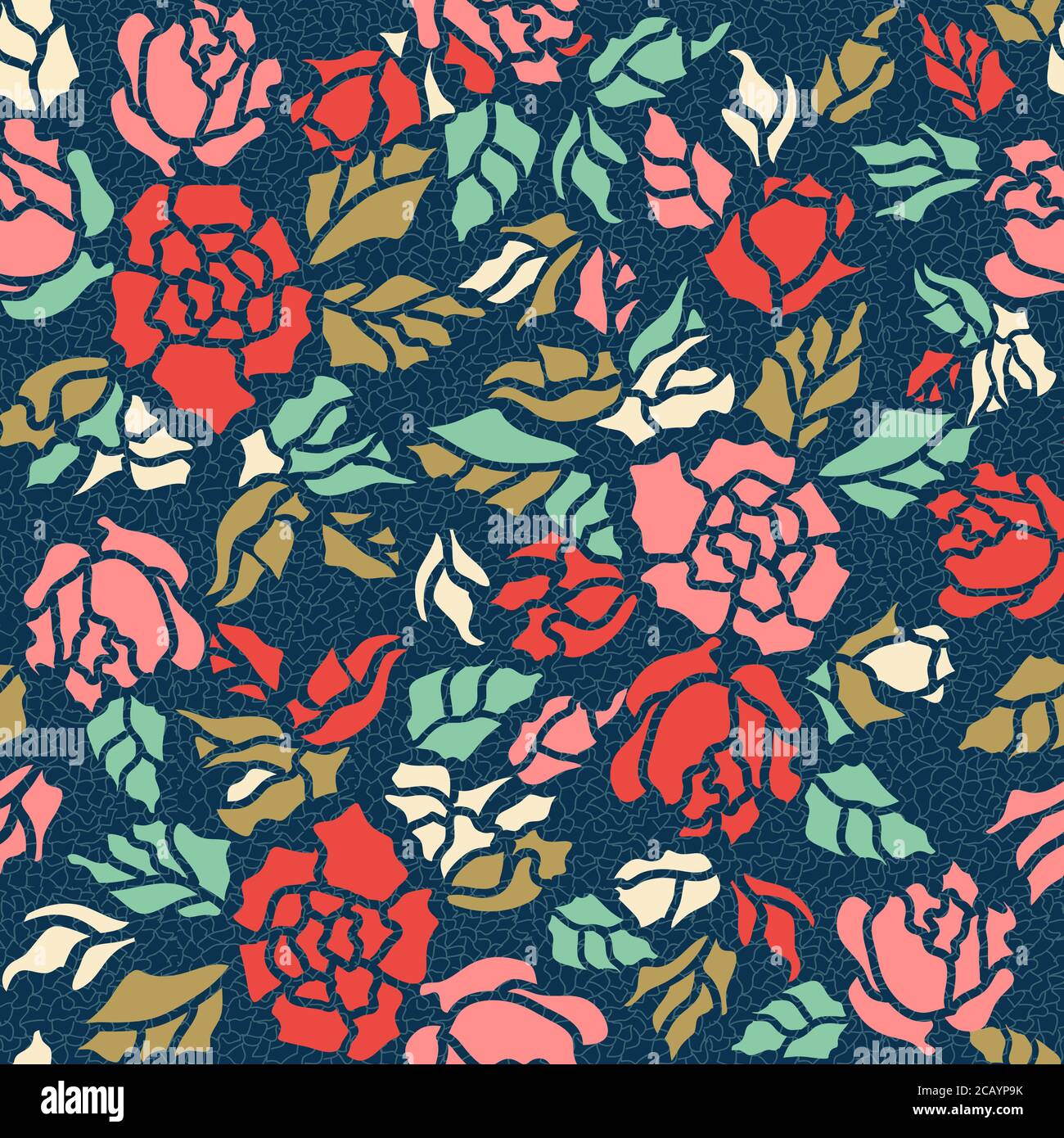 Seamless colorful floral pattern in folk style with flowers, leaves ...