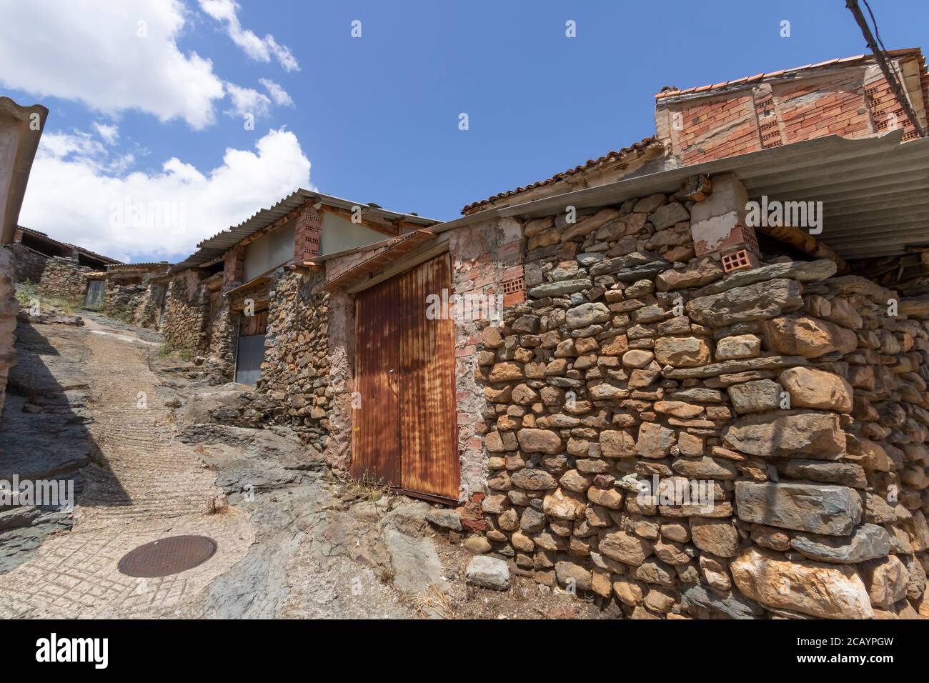 Street of Valdeperillo village in La Rioja province, Spain Stock Photo