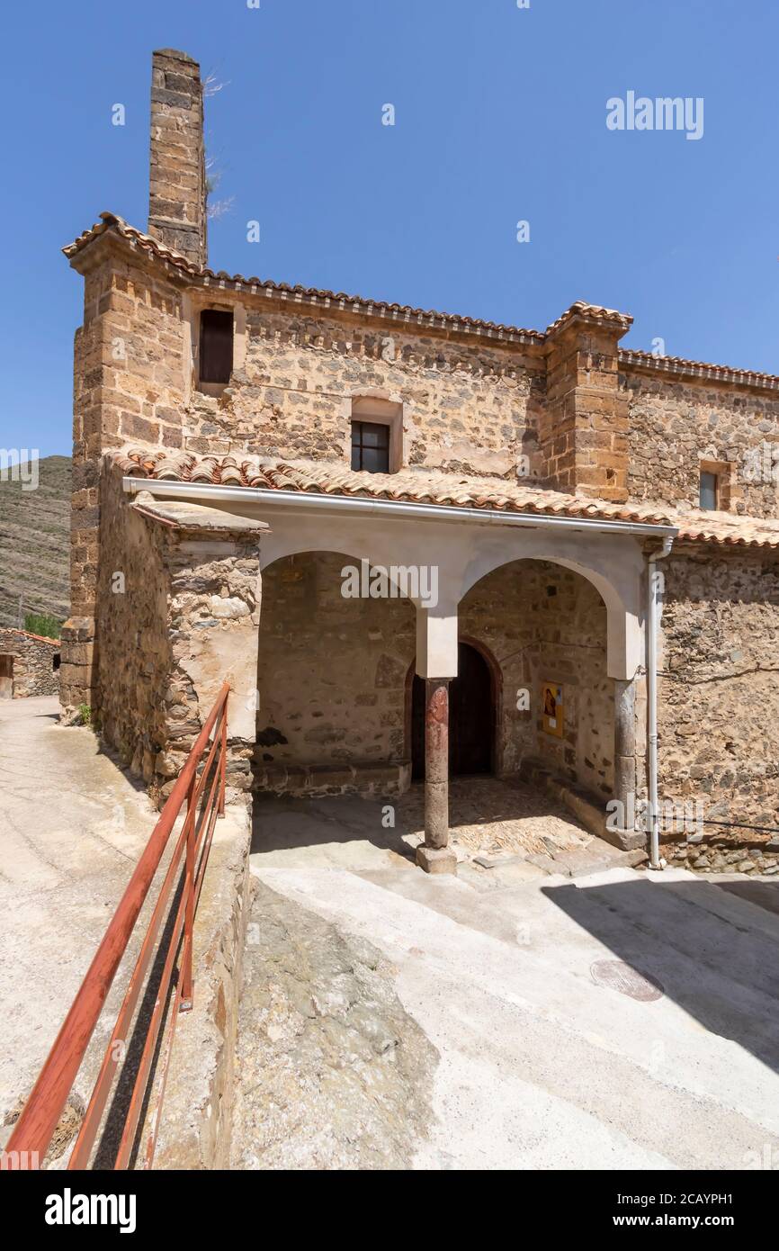 Parroquia de San Antonio Abad in Valdeperillo village in La Rioja province, Spain Stock Photo