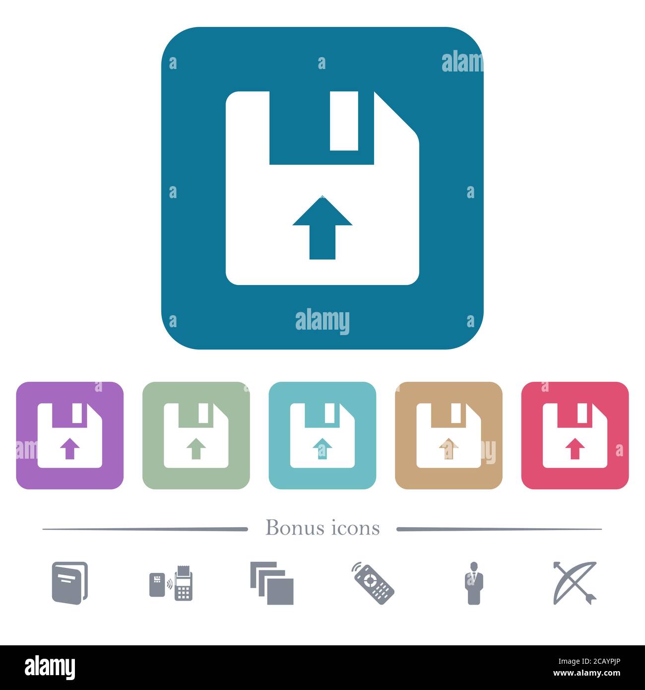 Move up file white flat icons on color rounded square backgrounds. 6 ...