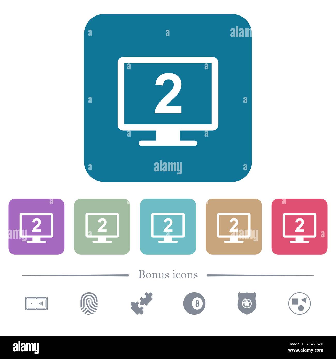 Secondary display white flat icons on color rounded square backgrounds ...