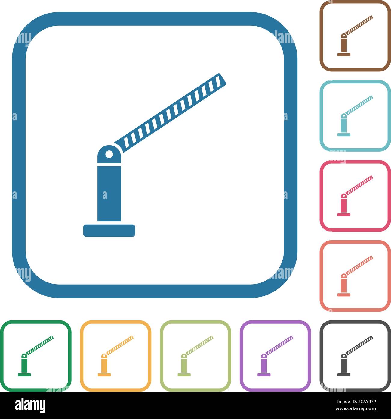 Opened barrier simple icons in color rounded square frames on white background Stock Vector