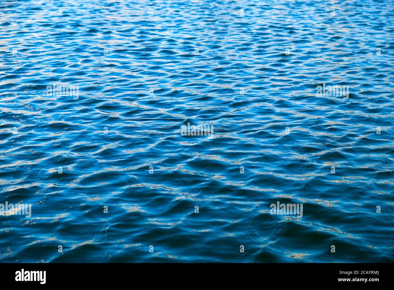 Empty water surface with blue ripples. Stock Photo